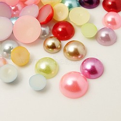 ABS Plastic Imitation Pearl Dome Cabochons, Half Round, Mixed Color, 4~12x2~5mm(SACR-X0003-M)