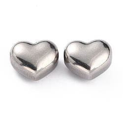 304 Stainless Steel Beads, Heart, Stainless Steel Color, 9x10x6mm, Hole: 1.2mm(X-STAS-O143-03P)