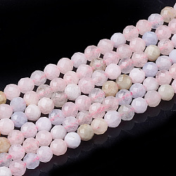 Natural Morganite Beads Strands, Faceted, Round, 3~3.5mm, Hole: 0.5mm, about 110~130pcs/strand, 15.35 inch(G-Q961-28)