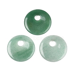 Natural Green Aventurine Pendants, Flat Round Charms, 45x6mm, Hole: 10mm(G-T138-177A)