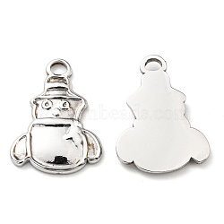 304 Stainless Steel Pendants, Manual Polishing, Christmas Theme, Snowman Charms, Stainless Steel Color, 19x14x2mm, Hole: 1.6mm(STAS-Q248-15P)