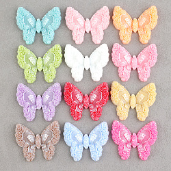 Opaque Resin Decoden Cabochons, Rose Butterfly, Mixed Color, 22x26.5x4mm(RESI-Q230-05A)