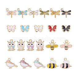 Cheriswelry 44Pcs 22 Style Alloy Enamel Charms, Mixed Shapes, Light Gold, Mixed Color, 2pcs/style(ENAM-CW0001-09)