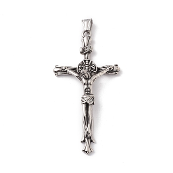304 Stainless Steel Pendants, Crucifix Cross Charms, Antique Silver, 84x43x13mm, Hole: 8x4mm