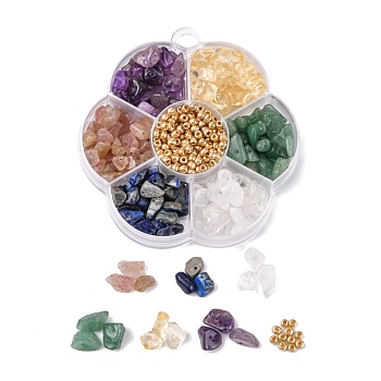 DIY Beads Jewelry Making Finding Kit, Including Natural Mixed Stone Chip Beads, Glass Seed Beads, Mixed Color, 70g/box