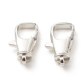 Eco-Friendly Brass Lobster Claw Clasps, Long-Lasting Plated, Lead Free & Cadmium Free, Real Platinum Plated, 20x12x5mm, Hole: 5x1.6mm