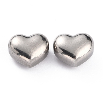 304 Stainless Steel Beads, Heart, Stainless Steel Color, 9x10x6mm, Hole: 1.2mm