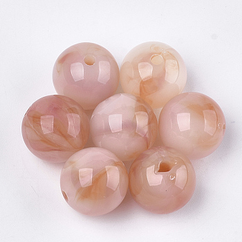 Acrylic Beads, Imitation Gemstone Style, Round, Dark Salmon, 15.5~16x15mm, Hole: 2mm, about 225pcs/500g