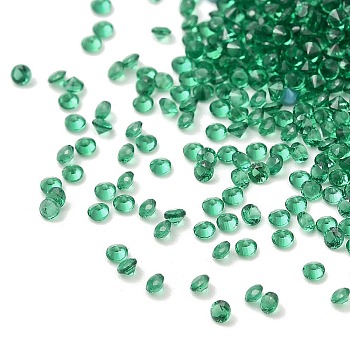 Cubic Zirconia Cabochons, Faceted Diamond, Green, 1.2x1mm