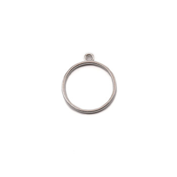 Zinc Alloy Open Back Bezel Pendants, For DIY UV Resin, Epoxy Resin, Pressed Flower Jewelry, Cadmium Free & Lead Free, Flat Round, Platinum, 32x28x3mm, Hole: 2.7mm, Inner Diameter: 24.5mm