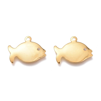 201 Stainless Steel Charms, Laser Cut, Fish, Golden, 11.5x14x0.8mm, Hole: 1.2mm