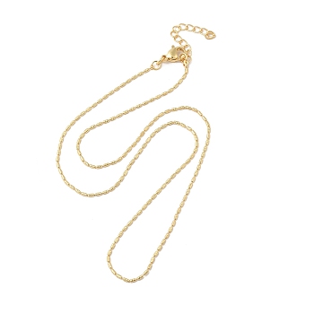 Brass Oval Beaded Chain Necklace, Long-Lasting Plated, Lead Free & Cadmium Free, Real 18K Gold Plated, 16.57 inch(42.1cm)