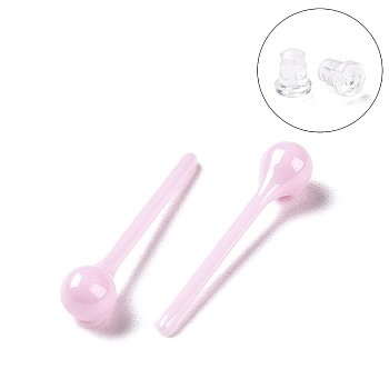 Hypoallergenic Bioceramics Zirconia Ceramic Stud Earrings, Round Ball, No Fading and Nickel Free, Pink, 14.5x3mm