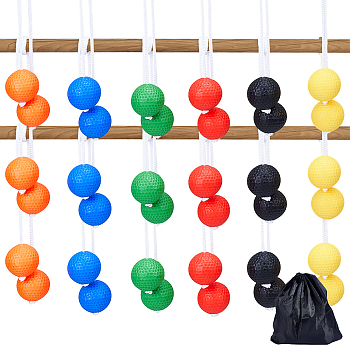 18Pcs 6 Colors PE Plastic Ladder Balls, Equestrian Golf Training Tool, with 1Pc Oxford Cloth Drawstring Backpacks, Mixed Color, 505~510mm, 3pcs/color