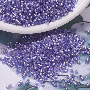 MIYUKI Delica Beads, Cylinder, Japanese Seed Beads, 11/0, (DB0694) Dyed Semi-Frosted Silver Lined Purple, 1.3x1.6mm, Hole: 0.8mm, about 2000pcs/10g