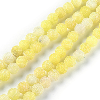 Natural Weathered Agate Beads Strands, Dyed & Heated, Round, Yellow, 8mm, Hole: 1.2mm, about 48pcs/strand, 14.37 inch