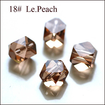 Imitation Austrian Crystal Beads, Grade AAA, Faceted, Cornerless Cube Beads, PeachPuff, 7.5x7.5x7.5mm, Hole: 0.9~1mm