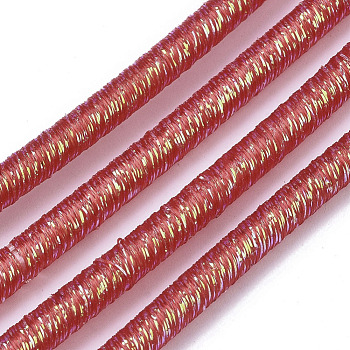 PVC Tubular Synthetic Rubber Cord, Hollow Pipe, with Glitter Powder, Crimson, 4mm, Hole: 1.8mm, about 54.68 yards(50m)/bundle