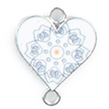 Alloy Enamel Connector Charms, Heart-Shaped Links with Flower Pattern, Platinum, White, 20x16mm