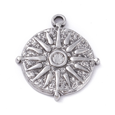 Stainless Steel Color Flat Round 304 Stainless Steel Pendants