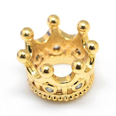 11mm Crown Brass+Cubic Zirconia Beads