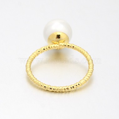 Brass Acrylic Pearl Finger Rings for Wedding Jewelry(RJEW-J061-G)-3