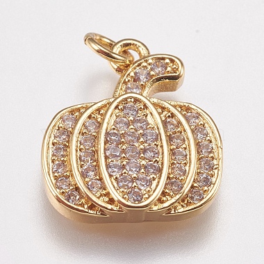 Golden Clear Pumpkin Brass+Cubic Zirconia Charms