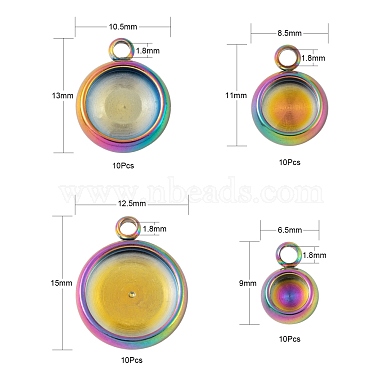 40Pcs 4 Style Ion Plating(IP) 304 Stainless Steel Pendant Cabochon Settings(STAS-LS0001-56MC)-3