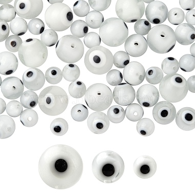 White Round Lampwork Beads