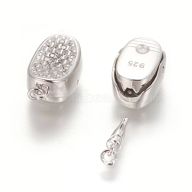 Rhodium Plated 925 Sterling Silver Box Clasps(STER-L059-07P)-2
