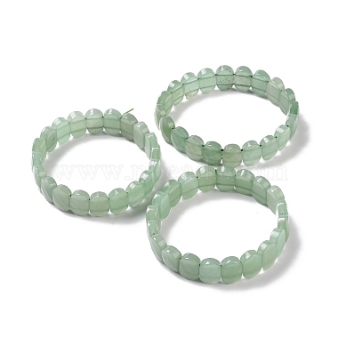 Pulsera elástica con cuentas ovaladas de aventurina verde natural(G-E010-01H)-2