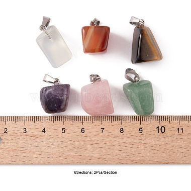 Подвески из натуральных и синтетических драгоценных камней в стиле 12 шт.(G-FS0001-35)-2