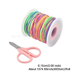 Round Polyester Elastic Cord, Adjustable Elastic Cord, with Stainless Steel Scissors, Colorful, 1.5mm, about 43.74 Yards(40m)/Roll(EC-YW0001-02C)