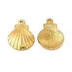 Ion Plating(IP) 304 Stainless Steel Pendants, Shell Charm, Golden, 20.5x16x2.5mm, Hole: 1.6mm(STAS-E182-15G)