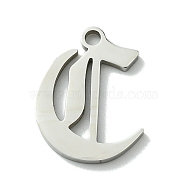 201 Stainless Steel Pendants, Stainless Steel Color, Old Initial Letters Charms, Letter C, 19.5x15x1.6mm, Hole: 1.8mm(STAS-B055-01P-C)