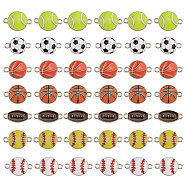 42Pcs 7 Styles Sports Ball Theme Alloy Enamel Connector Charms, Platinum Tone Ball Links, Mixed Shapes, 20.5~23x9.5~20.5x1.5~3mm, Hole: 1.6~2.6mm, 6pcs/style(ENAM-CA0001-81)