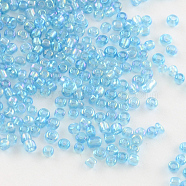 (Repacking Service Available) Round Glass Seed Beads, Transparent Colours Rainbow, Round, Aqua, 12/0, 2mm, about 12g/bag(SEED-C016-2mm-163)
