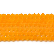 Imitate Austrian Crystal Frosted Glass Beads Strands, Grade AA, Faceted Bicone, Orange, 4.5x3.5~4mm, Hole: 1mm, about 87~89pcs/strand, 13.98''~13.39''(33.5~34cm)(GLAA-F029-TM4mm-B23)