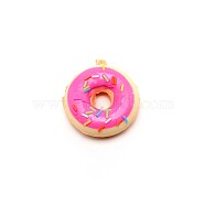 PU Imitation Doughnut Pendant Decorations, Artificial Donuts Fake Cake Dessert Model, Hot Pink, 52~54x46~48x19mm, Hole: 2mm(FIND-WH0094-67B)