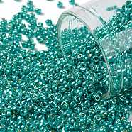 TOHO Round Seed Beads, Japanese Seed Beads, (PF569) PermaFinish Turquoise Metallic, 11/0, 2.2mm, Hole: 0.8mm, about 1110pcs/10g(X-SEED-TR11-PF0569)