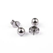 304 Stainless Steel Ball Stud Earrings, Hypoallergenic Earrings, Stainless Steel Color, 15x5mm, Pin: 0.8mm, 10pairs/board(EJEW-2224-5mm-P)