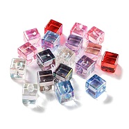 UV Plating Transparent Acrylic Beads, Iridescent, Cube, Mixed Color, 12x12x12mm, Hole: 2.2mm(MACR-K356-10)