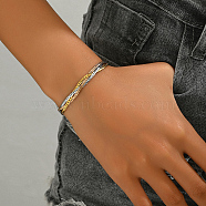 Stainless Steel Braided Chain Bracelet, Multi-strand Braclelt, Golden & Stainless Steel Color, 6-7/8 inch(17.5cm)(SA4050-1)