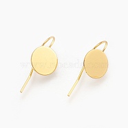 Brass Earring Hooks, Nickel Free, Golden, Tray: 10mm, 24x10x0.5mm, Pin: 0.7mm(X-KK-A093-G-NF)
