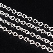 Iron Cable Chains, Unwelded, with Spool, Oval, Silver Color Plated, 2x2x0.5mm, about 328.08 Feet(100m)/roll(CHT120Y-S)