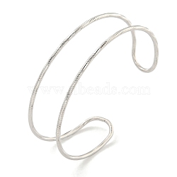 Non-Tarnish Hollowed 304 Stainless Steel Cuff Bangles, Textured Torque Bangles for Women, Stainless Steel Color, Inner Diameter: 1-3/4x2-1/2 inch(4.5x6.4cm)(BJEW-P331-07P)