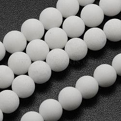 Natural White Jade Beads Strands, Frosted, Round, 4mm, Hole: 0.8mm, about 90pcs/strand, 14.1 inch(G-D695-4mm)