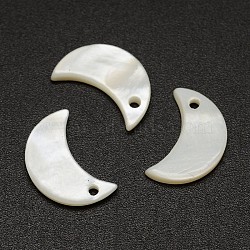 Moon Freshwater Shell Charms, Creamy White, 13x8x1mm, Hole: 1mm(X-SHEL-M005-06)