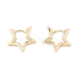 Brass Hoop Earrings, Star, Light Gold, 14.5x15.5x2mm(EJEW-I289-09KCG)