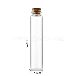 Glass Bottle, with Cork Plug, Wishing Bottle, Column, Clear, 2.2x10cm, Capacity: 25ml(0.85fl. oz)(CON-WH0085-70E)